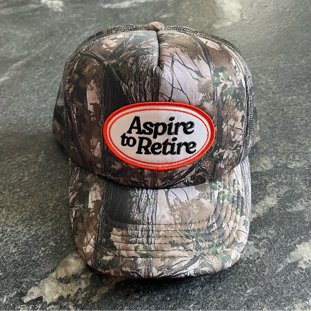 Motel Margarita Camo Aspire to Retire Trucker Hat